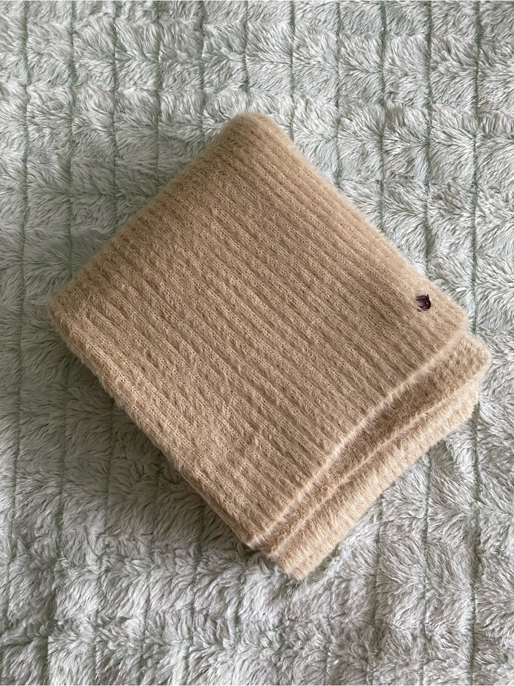 CALIA Cozy Beige Ribbed Knit Scarf
